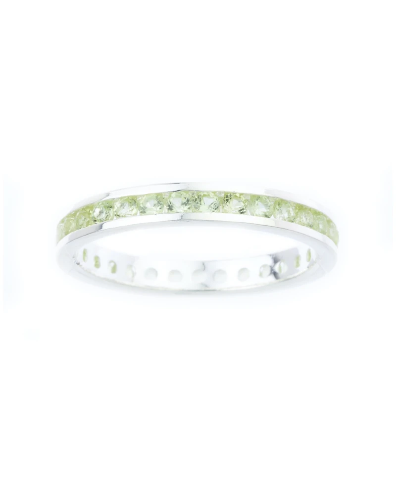 Channel-set Gemstone Ring Sterling Silver
