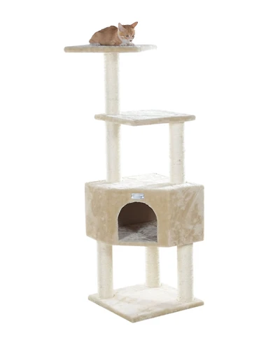 Armarkat GleePet GP78480321 48-Inch Real Wood Cat Tree in Beige with Perch and Playhouse