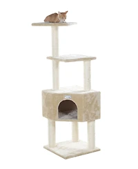 Armarkat GleePet GP78480321 48-Inch Real Wood Cat Tree in Beige with Perch and Playhouse