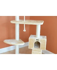 Armarkat Cats Natural Sisal Posts Tower, Real Wood Scratching Tree For Cats, 58inch Height Beige Condo A5801