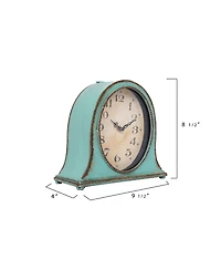 Decorative Metal Mantel Clock, Aqua Blue