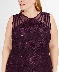 R & M Richards Plus Sequin Lace Gown