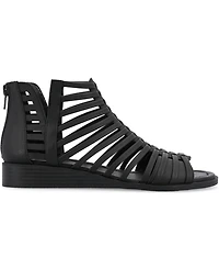 Journee Collection Women's Delilah Gladiator Sliver Wedge Sandals