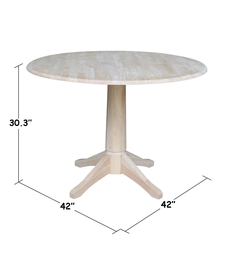 International Concepts 42" Round Dual Drop Leaf Pedestal Table