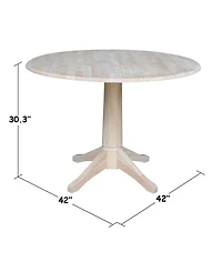 International Concepts 42" Round Dual Drop Leaf Pedestal Table