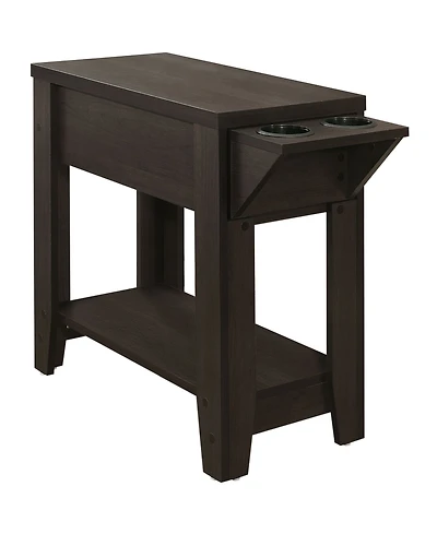 Monarch Specialties Accent Table - 23" H Cappuccino with A Glass Holder
