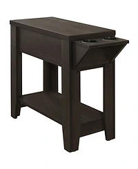 Monarch Specialties Accent Table - 23" H Cappuccino with A Glass Holder