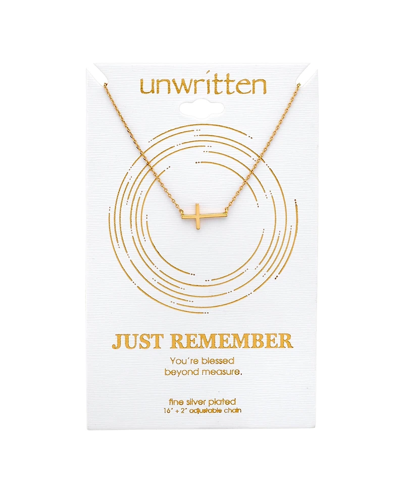 Unwritten Thin East West Cross Station Plated Silver Necklace