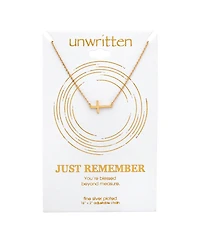 Unwritten Thin East West Cross Station Plated Silver Necklace