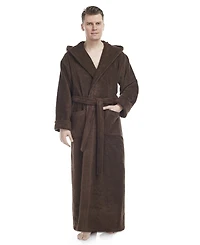 Arus Men's Thick Full Ankle Length Hooded Turkish Cotton Bathrobe