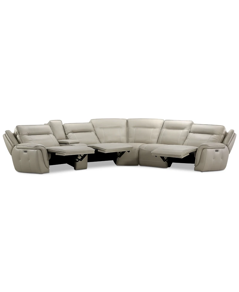 Lenardo 6-Pc. Leather Sectional with Power Recliners and Console