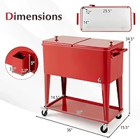 80-quart Cooler Beer Cart Outdoor Entertaining Rolling Party Steel Bar Bistro