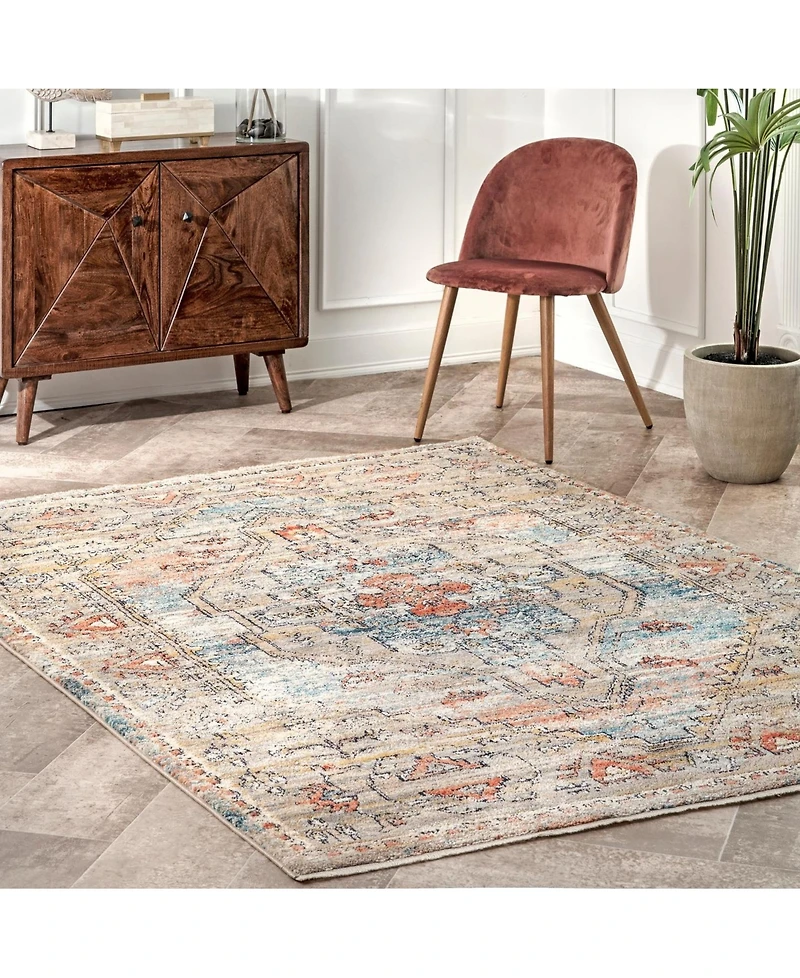 nuLoom Delicate Prima Persian Vintage-Inspired Beige 8' x 10' Area Rug