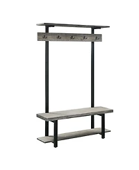 Alaterre Furniture Pomona Entryway Hall Tree with Bench, Shelves and Coat Hooks