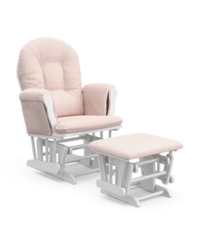 Storkcraft Hoop Glider Ottoman White With Pink