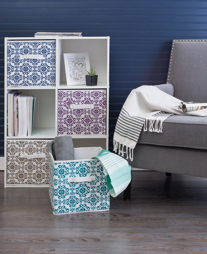 Design Imports Non-woven Polyester Cube Scroll Square Set of 2