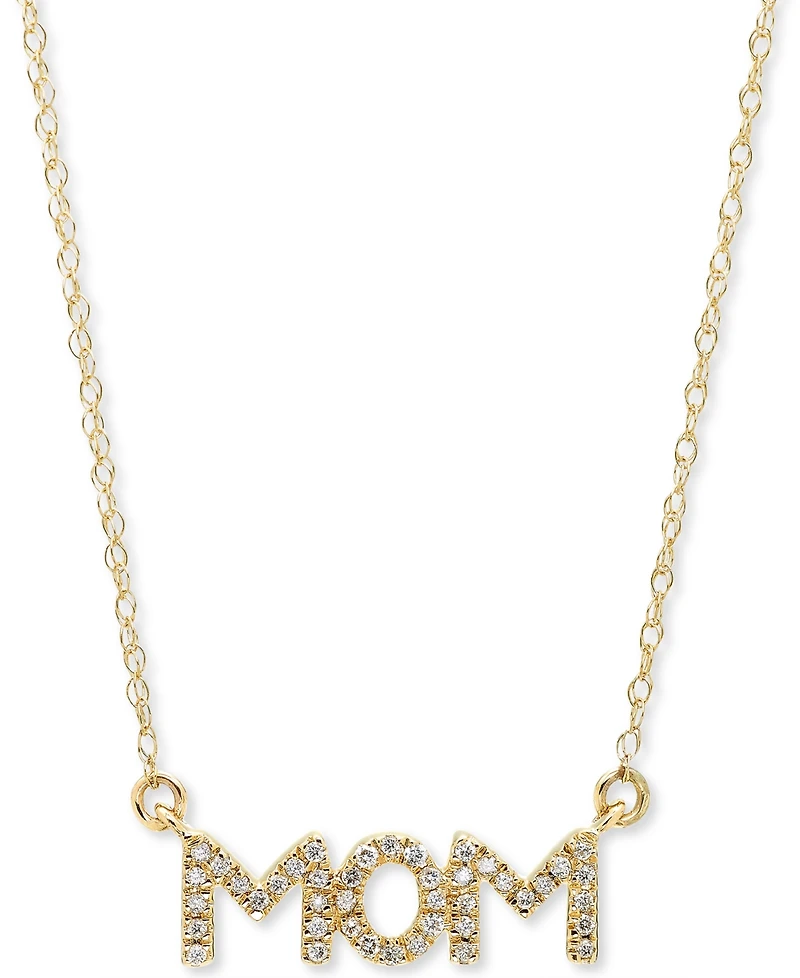 Diamond Mom 18" Pendant Necklace (1/10 ct. t.w.) in 10k Gold