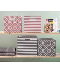 Design Imports Square Lattice Print Polyester Storage Bin