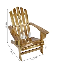 Outdoor Natural Fir Wood Rustic Lounge Backyard Patio Adirondack Chair