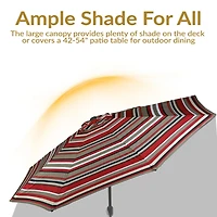9ft Striped Outdoor Umbrella for Patio, Pool or Yard - Polyester Table Market Umbrella with Tilt and Crank - Awning Stripe