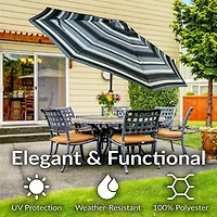9ft Striped Outdoor Umbrella for Patio, Pool or Yard - Polyester Table Market with Tilt and Crank Catalina Beach Stripe