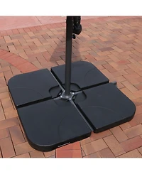 4-Piece Cantilever Umbrella Base Plates Set -For Cross-Style Bases - Fill with Sand or Water - Black