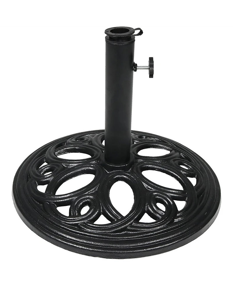 Outdoor Heavy-Duty Cast Iron Decorative Patio Yard Round Umbrella Base Stand - 18" - Black