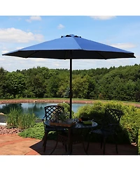 9-Foot Patio Umbrella with Fade Resistant Canopy - Auto Tilt and Crank - Rust-Resistant Aluminum Pole - Navy Blue