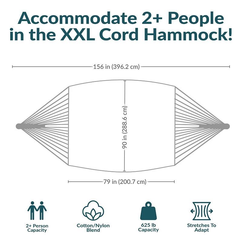 Mayan Family Hammock Handwoven Xxl Thick Cord with Stand - 400 lb Weight Capacity/15' Stand