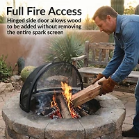 Fire Pit Screen - Round Fire Pit Spark Screen - Heavy-Duty Steel Mesh Metal Cover with Handle - Fire Pit Screen Cover with Door