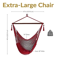 Caribbean Style Extra Large Hanging Rope Hammock Chair Swing for Backyard and Patio