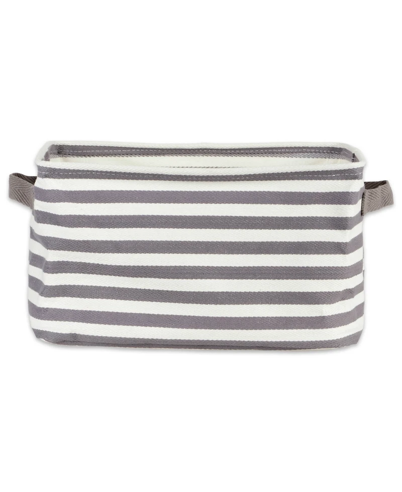 Design Imports Polyethylene Coated Herringbone Woven Cotton Laundry Bin Stripe Rectangle Set of 3