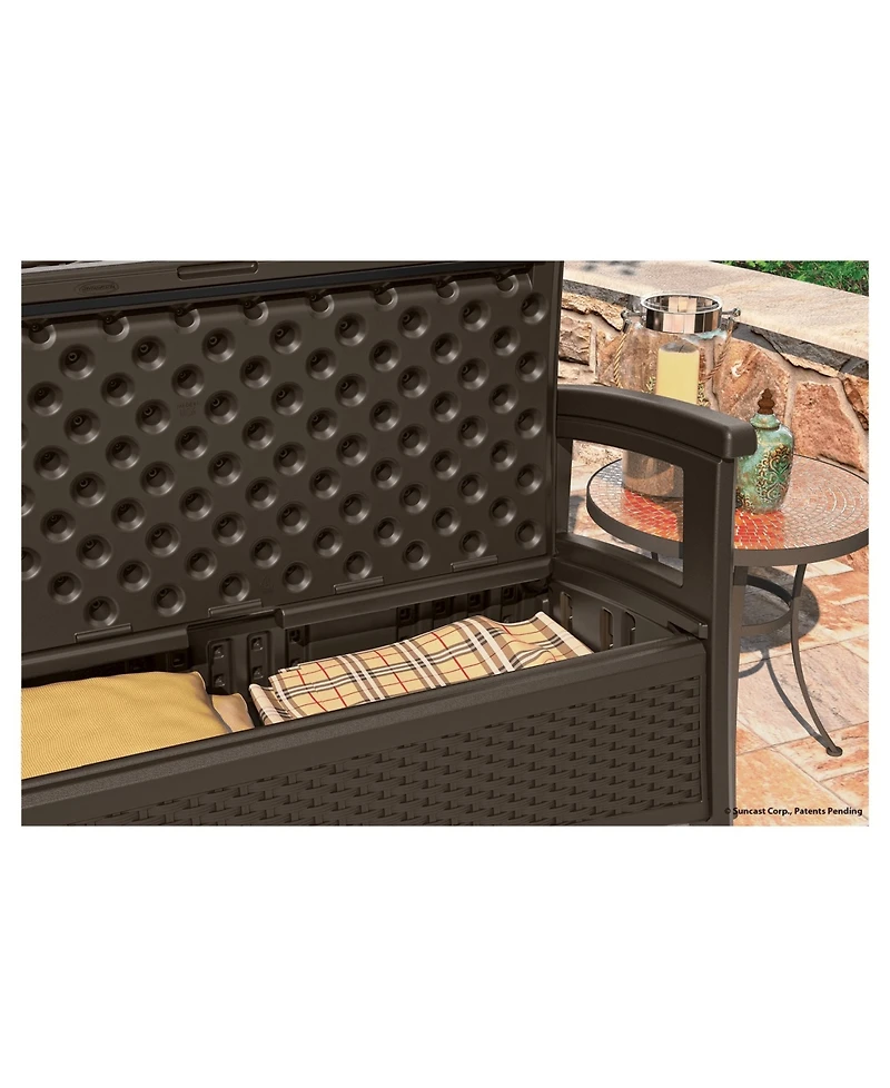 Suncast Elements BMWB5000 Resin Wicker Design Loveseat with Storage Area, Java