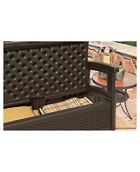 Suncast Elements BMWB5000 Resin Wicker Design Loveseat with Storage Area, Java