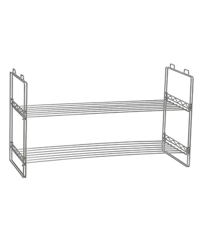 Household Essentials Stackable Two-Tier Metal Shoe Rack for Closet Storage, Silver