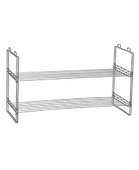 Household Essentials Stackable Two-Tier Metal Shoe Rack for Closet Storage, Silver