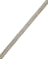 Diamond Accent Leaf Bracelet in 18k Gold over Sterling Silver-Plated Brass