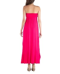 24seven Comfort Apparel Strapless Empire Waist Maxi Dress