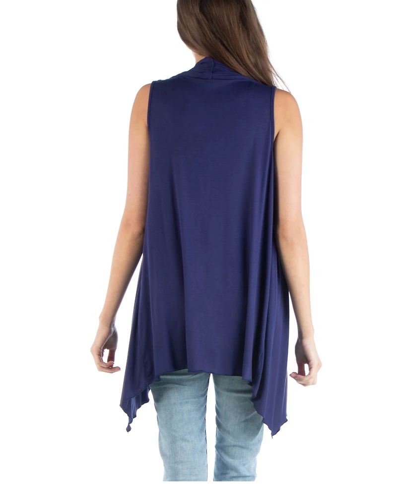 24seven Comfort Apparel Draped Open Front Sleeveless Cardigan Vest
