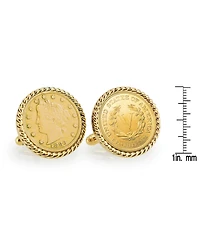 American Coin Treasures Gold-Layered 1883 First-Year-Of-Issue Liberty Nickel Rope Bezel Coin Cuff Links