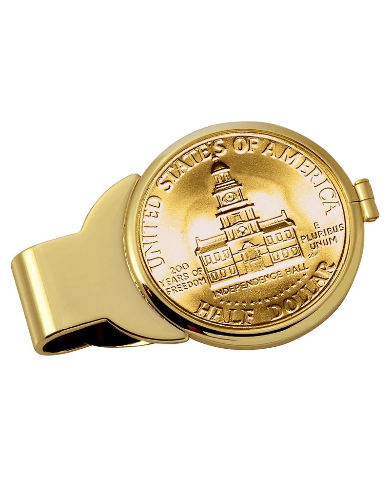 Men's American Coin Treasures Gold-Layered Jfk Bicentennial Half Dollar Coin Money Clip