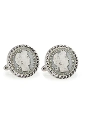 American Coin Treasures 1800's Silver Barber Dime Rope Bezel Coin Cuff Links
