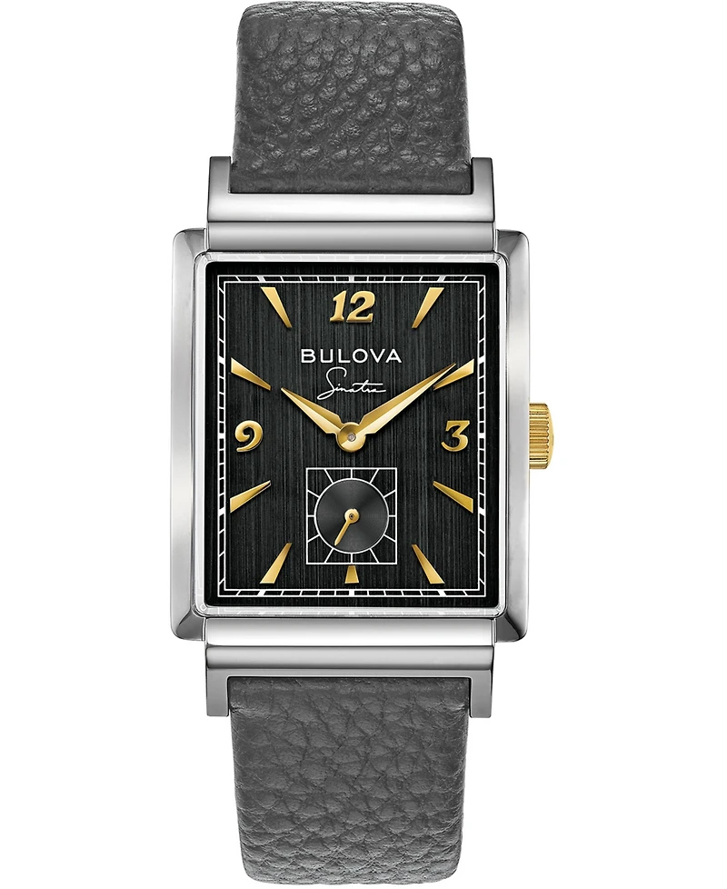 Bulova Men's Frank Sinatra My Way Gray Leather Strap Watch, 29.5 x 47mm