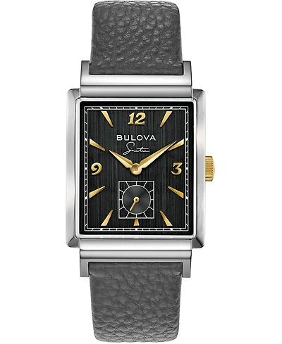 Bulova Men's Frank Sinatra My Way Gray Leather Strap Watch, 29.5 x 47mm