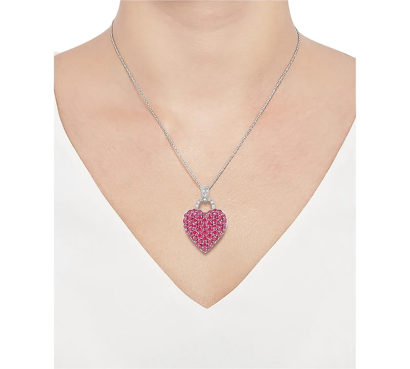 Sapphire (1-3/4 ct. t.w.) and Diamond Accent Heart Pendant Necklace Sterling Silver (Also Available Ruby Pink Sapphire)