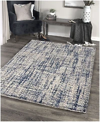 Closeout! Orian Cotton Tail Cross Thatch Gray 6'7" x 9'6" Area Rug