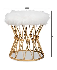 Furniture Catrina Glam and Luxe Upholstered Ottoman
