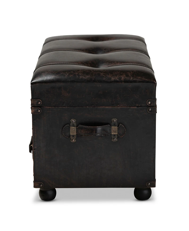 Furniture Callum Modern Transitional Upholstered 2 Drawer Storage Trunk Ottoman