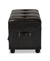 Furniture Callum Modern Transitional Upholstered 2 Drawer Storage Trunk Ottoman