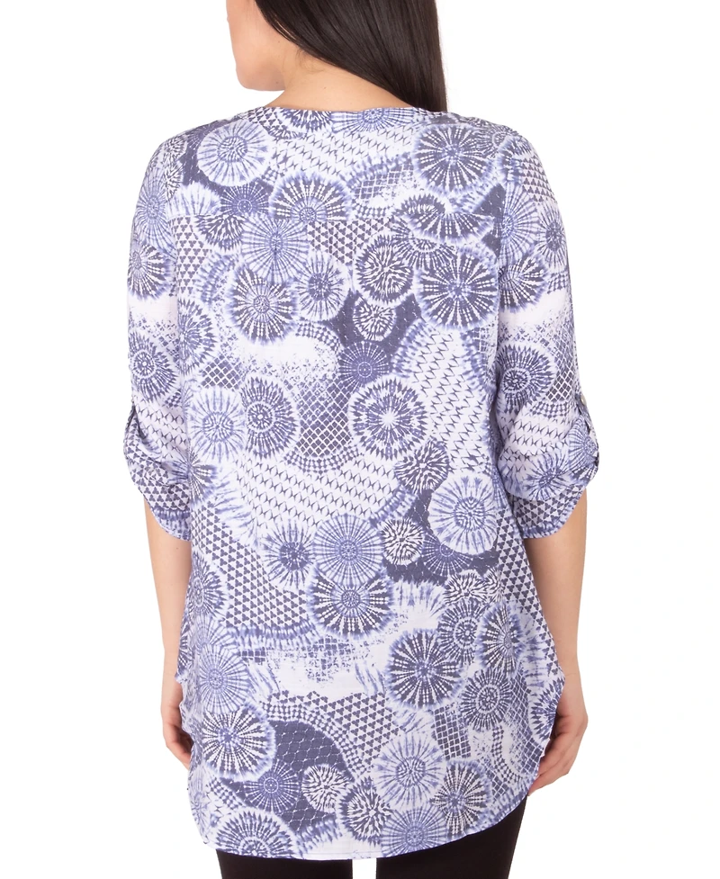 Ny Collection Petite Printed Pintuck Top